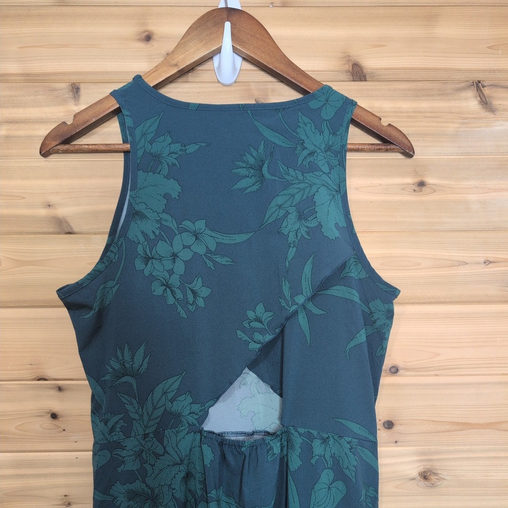 Toad&Co Sunkissed Maxi Dress Teal Green Floral Cutout Back Spring 24 Womens M - Picture 4 of 12